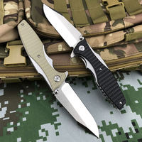 Couteau pliant CPM Blade Spear Point à bord plat, manche G10, qualité DIY, pour camping, chasse, usage extérieur (personnalisable OEM)