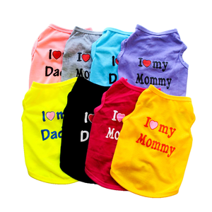 I Love Mommy & Daddy Chaleco de verano para mascotas para perros pequeños Camiseta transpirable de algodón <span class=keywords><strong>y</strong></span> poliéster para perros con patrón impreso <span class=keywords><strong>y</strong></span> elegante - Product Image 3