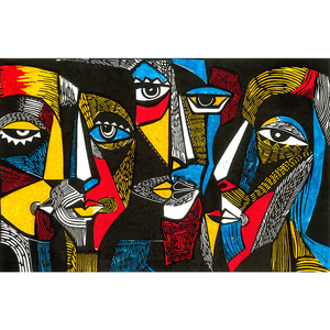 Abstract Portrait Oil Painting on <b>Canvas</b> Handmade 4 Color Print Indoor Wall Art No <b>Frame</b> - Product Image 1