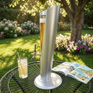 Torre Dispensadora de Cerveza Portátil para Exteriores con Tubo de Enfriamiento de Hielo y Luz LED, Dispensador de Bebidas Frescas con Cerradura - Product Image 2