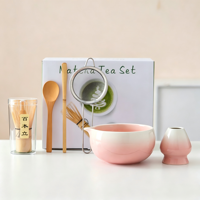 YUBIN Ensemble de 5 pièces en céramique pour Matcha japonais, comprenant Bol en porcelaine, Fouet en bambou (Chasen), Support pour fouet, Cuillère et Tamis, Résistant à la chaleur et Écologique