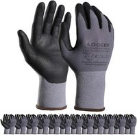 Gants de protection LOCCEF pour la rénovation domestique, gants de travail en nylon tricoté sans couture, enduits de nitrile micro-mousse, 12 paires