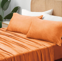 Drap-housse en polaire super doux à motif uni 200 fils/cm² Ensemble de draps cousus Anti-boulochage Lavable en machine