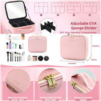 Bolsa de Viaje de Cuero Ecológica Personalizada MoonlitGlow, con Cierre de Cremallera, Impermeable, con Gancho para Colgar, Gran Capacidad, para Maquillaje y Cosméticos