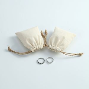 Bolsa de Algodón Grueso Personalizada con Cordón, 7*9cm, Bolsas de Algodón Beige con Cordón de Yute, Bolsa Pequeña con Cordón para Guardar Objetos - Product Image 3