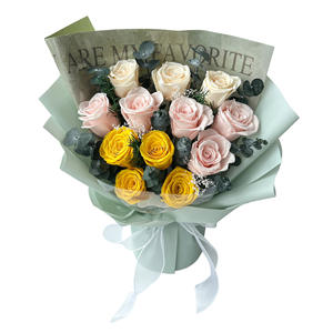 باقة زهور محفوظة من الورد المجفف، هدية ليوم المعلم وعيد الحب، زهور أبدية لا تحتاج إلى سقي أو ضوء الشمس - Product Image 5