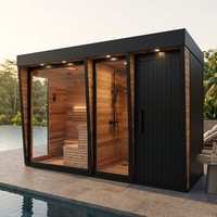 Prix d'usine – Suite de sauna extérieur tout-en-un avec zone de douche, cabine de sauna en bois de cèdre rouge à infrarouge lointain, certifiée CE ISO