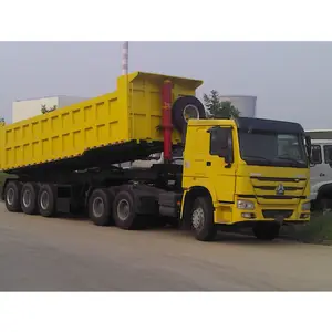 New Used 3 axle 4 axles Tipper Tractor Side Rear heavy duty Dump Trailers with Hydraulic Cylinder