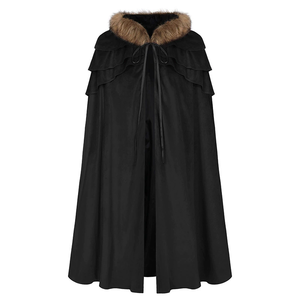 Women Cape Halloween <strong>Costume</strong> Women Medieval <strong>Costume</strong> Cloak Winter Fur Collar Cosplay Cape Coat - Product Image 4
