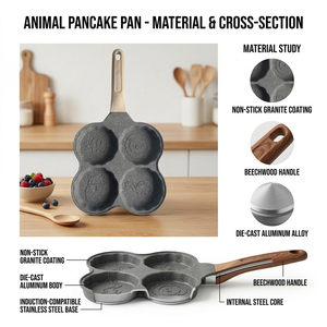 E-Top Poêle à œufs antiadhésive 4-en-1 avec logo coloré, petit emballage, pour cuisine, cuisson, et emballage personnalisé - Product Image 4