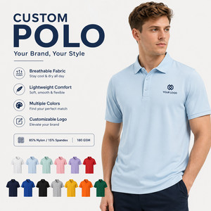 Custom Logo <b>Men's</b> Performance <b>Polo</b> <b>Shirt</b> 15% Spandex 85% Nylon 4-Way Stretch Lightweight Breathable Golf Team Uniform <b>Pink</b> - Product Image 1
