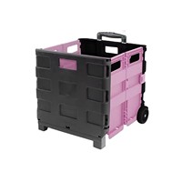 Chariot de rangement pliable à deux roues, poignée télescopique multi-niveaux, caisse en plastique pliable, chariot de courses