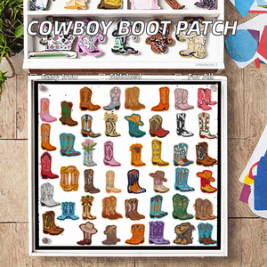 Parches Termoadhesivos de Tela Twill con Diseño de Botas Vaqueras para Niñas, Apliques Bordados de Alta Calidad para Jeans, Sombreros y Mochilas, Venta al Por Mayor - Product Image 2