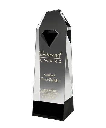 Trofeo di vetro di cristallo della gemma ottica nera di modo di Logo di personalizzazione diretta della fabbrica