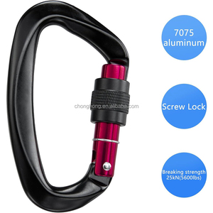 Mousqueton à vis de 25 kN, mousqueton robuste pour l'extérieur, mousqueton en aluminium pour l'escalade, mousqueton en forme de D avec verrouillage - Product Image 1