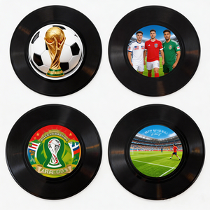 Sous-verres personnalisés en vinyle noir pour table, à prix abordable, pour bière et café - Product Image 1