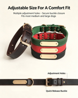 Collier d'entraînement de luxe élégant pour chien et chat OEM ODM, en cuir véritable personnalisé, réglable, à dégagement rapide, moderne, souple, avec plaque nominative métallique gravée