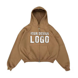 High Quality French Terry Drop Shoulder Oversized <b>Mens</b> <b>Hoodie</b> Custom Logo Full Zip 100% Cotton Heavyweight <b>Men's</b> Hoodies - Product Image 1