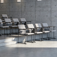 Chaise de visiteur ergonomique moderne en tissu doux avec accoudoirs, écologique, pour salle de classe, bureau, salle de réunion, école - Vente en gros usine