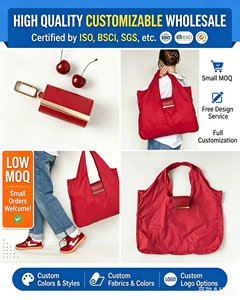 Sacs de courses pliables en gros réutilisables avec <span class=keywords><strong>pochette</strong></span> pour les courses et les voyages, sac de courses quotidien pliable en nylon - Product Image 1