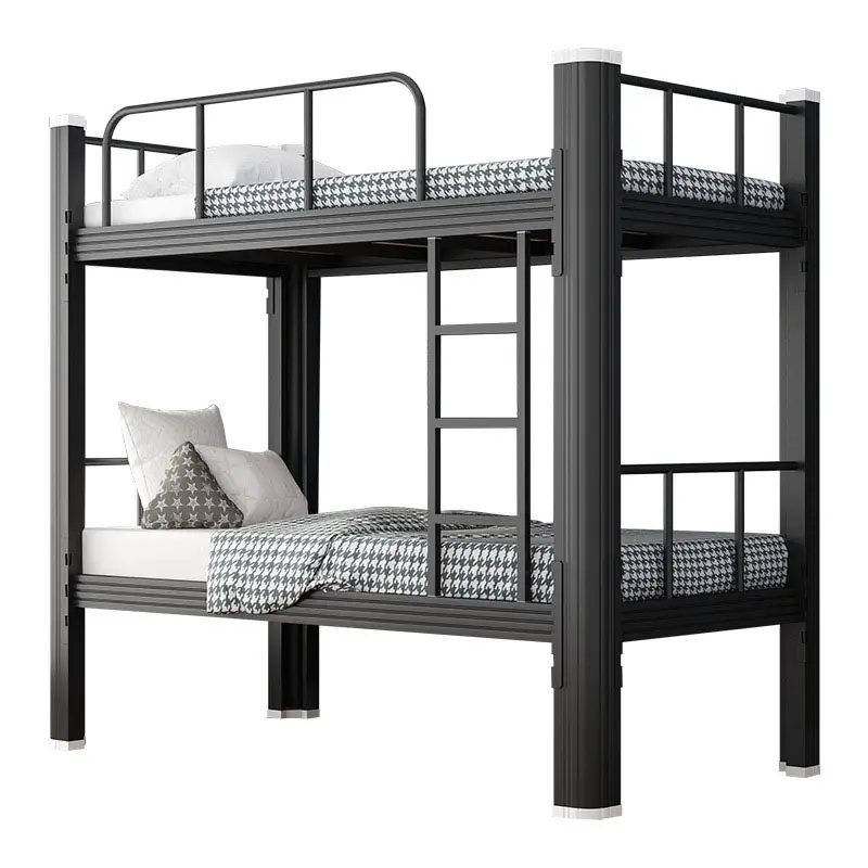 Modern Style Best Selling Black Wrought Iron Metal Frame High Quality Durable Heavy-duty Easy Assembled Dormitory Usage Bunk Bed