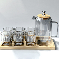 Carafe à eau en verre de haute qualité, design moderne, grande capacité, style nordique, théières et bouilloires en verre avec plateau
