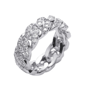 <span class=keywords><strong>2023</strong></span> nouveau 14K plaqué or 8mm glacé CZ cubain chaîne anneau rhodium anneaux <span class=keywords><strong>de</strong></span> mariage pour hommes femmes pour les fêtes autres bijoux Hip Hop - Product Image 1