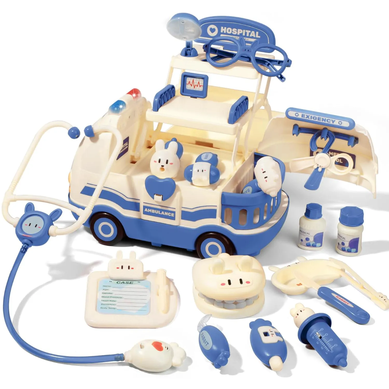 Jouet voiture Bus docteur médical rôle semblant jouer ensemble Kit jouets éducatifs avec stéthoscopes pour enfants filles garçons