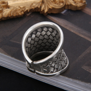 Anello Intrecciato a Mano in Stile Thai per Uomo e Donna, Anello Vintage in Argento S925, Anello Esagerato da Matrimonio, Gioielleria Raffinata - Product Image 3