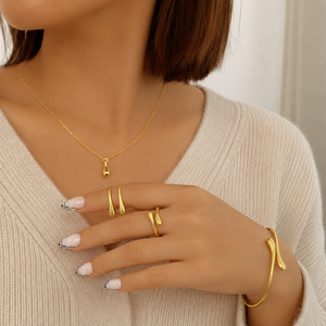 Ensemble de bijoux élégant réglable en forme de goutte d'eau, collier et boucles d'oreilles en alliage pour femmes, mariage, fête, fiançailles - Product Image 3