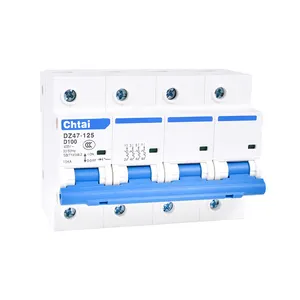 DZ47-125 4P 100A MCB 4 cực ac125a 230/400V thu nhỏ Điện Bộ phận ngắt mạch quá tải bảo vệ DC năng lượng mặt trời PV chuyển đổi không khí