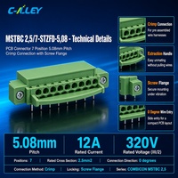 Konektor PCB Crimp Pitch 5.08mm 7 Posisi dengan Gagang Ekstraksi dan Flens Sekrup untuk Kabel Harness Pra-Rakit
