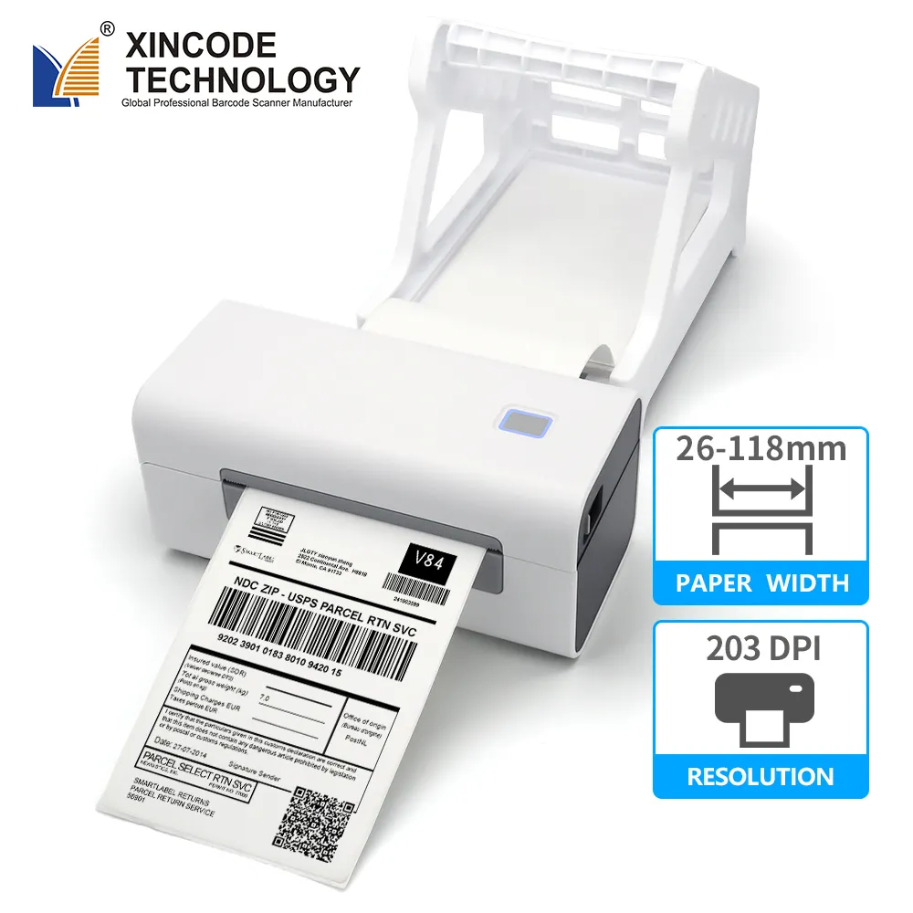 Stampante per etichette con lettera di vettura con stampa rapida Xincode stampante termica per codici a barre con adesivo di spedizione 4x6