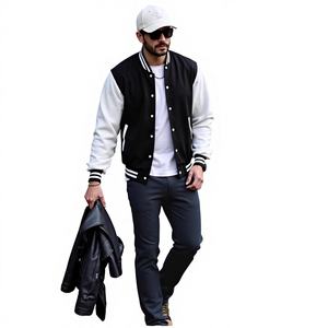 Chaqueta Bomber de Béisbol para Hombre, Estilo Transfronterizo, Primavera Otoño, Forro Polar, Clásica, Holgada, Casual, con Botones y Estampado de Corazones - Product Image 4