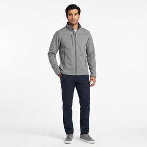 Wholesale OEM Service Autumn Custom Logo 100% Cotton Bonded Waterproof <b>Canvas</b> Stand Collar Hooded Front Men's Soft Shell Jacket - Product Image 1