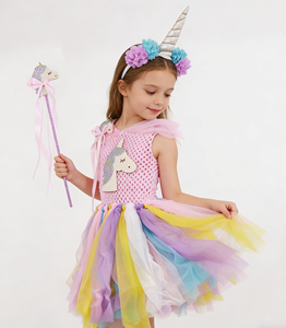 Gonna Tutu da <span class=keywords><strong>Sirena</strong></span> Arcobaleno per Bambine con Fiocco per Capelli, in Poliestere, Costume TV e Cinema per Mardi Gras/Carnival, Fornitura all'Ingrosso - Product Image 3
