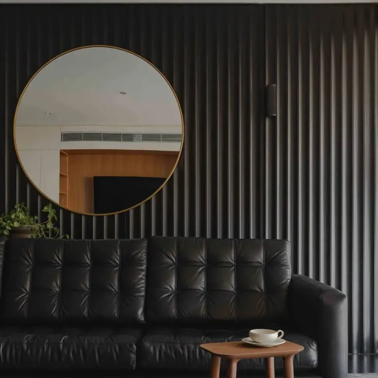 Indoor decorative big fluted wall panels 3d design wall cladding decor board black pvc film hollow wallboard great wall pane