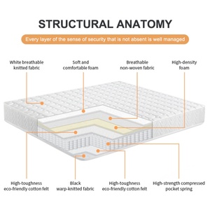 Matelas dans une boîte Lit double à ressorts ensachés Prix bas Tissu tricoté en polyester moderne et durable pour chambre à coucher Villa - Product Image 5