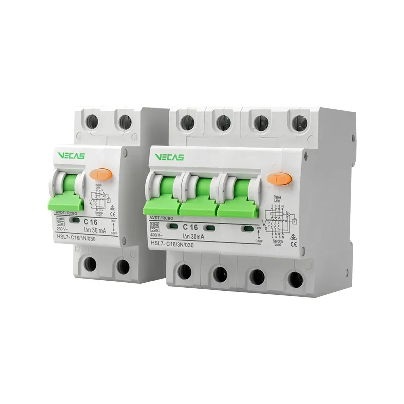 VECAS Good Quality HSL7 Series 4 Pole Amp Sale Manufacturer Circuit Breaker Rcbo 3P+N 10ma 30ma 25 32 RCCB 230/415V IEC60898 4P