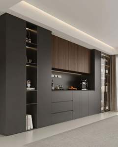 Venta caliente-Ventas directas del fabricante de gabinetes de comedor de madera maciza de alta calidad Gabinetes de sala de estar de lujo en negro y gris - Product Image 4