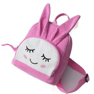 Velvet School Bag with Bunny Ears Trendy Striped Pattern for <b>Children</b> and Teens - Product Image 1
