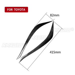 1 par de cubiertas embellecedoras de fibra de carbono auténtica para faros delanteros de coche, tipo ceja/párpado, para Toyota Reiz 2010 2011 2012, calcomanías para faros de coche - Product Image 4