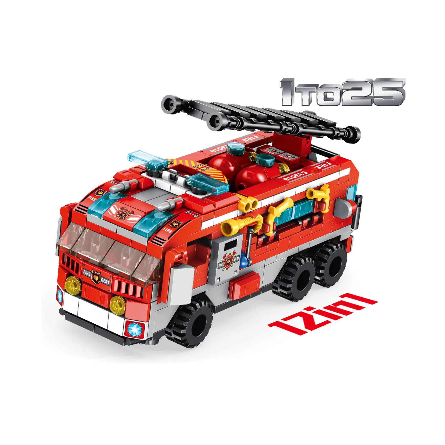 教育用Diyアセンブリ子供用消防車おもちゃDiyレンガ消防車ビルディングブロックパズルおもちゃ子供用消防車モデルGif