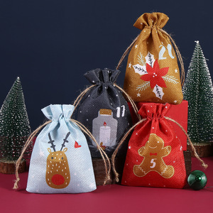 Dry Power Christmas Gift Bags <b>Linen</b> <b>Set</b> 10x14cm 13x18cm For Holiday Storage And Gifting - Product Image 2