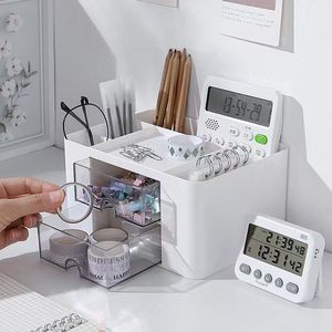 Desktop Drawer Multi Compartment Pen Holder Snow Mountain White With Partitions Office Stationery Storage Box - Product Image 1