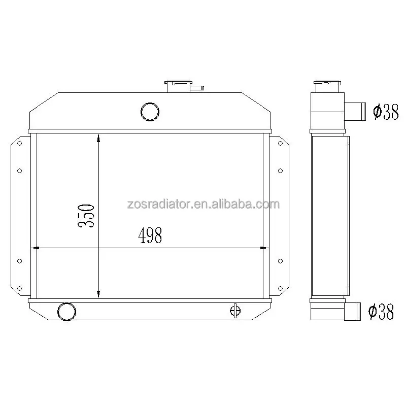 Radiador de alumínio Para Jeep Willys L6 L4 2.2 2.6 1951 1952 1953 núcleo size350 * 498*62mm