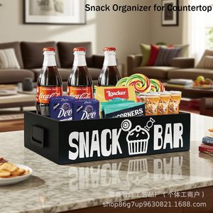 Wooden storage box, simple household desktop snack storage box with handle, <b>potato</b> chip storage box, candy display box - Product Image 5