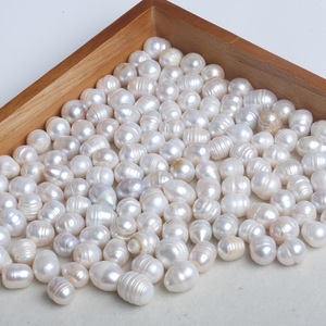 Perles d'eau douce en forme de riz de 12-13 mm en gros de Zhuji, perles filetées blanches, accessoires pour épingles à cheveux DIY, matière première, couleur rose - Product Image 4