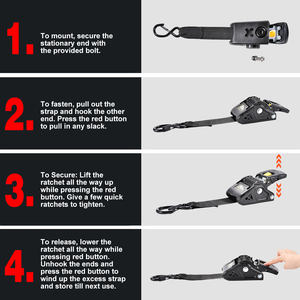 Cincha Definitiva para Remolque de Barcos de 2" X 106" de Servicio Pesado, Correa de Sujeción Retráctil con Trinquete para Popa, Atornillable para Embarcaciones y Cuatrimotos - Product Image 6
