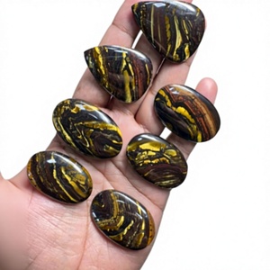 Tigre de fer rouge naturel Cabochon de pierres précieuses en vrac poli mélange forme toutes tailles Cabochon en cristal pour bijoux pendentif faisant la pierre - Product Image 1